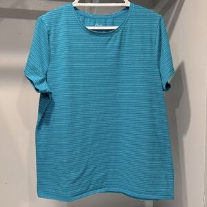 Croft & Barrow Turquoise Striped Classic Tee
